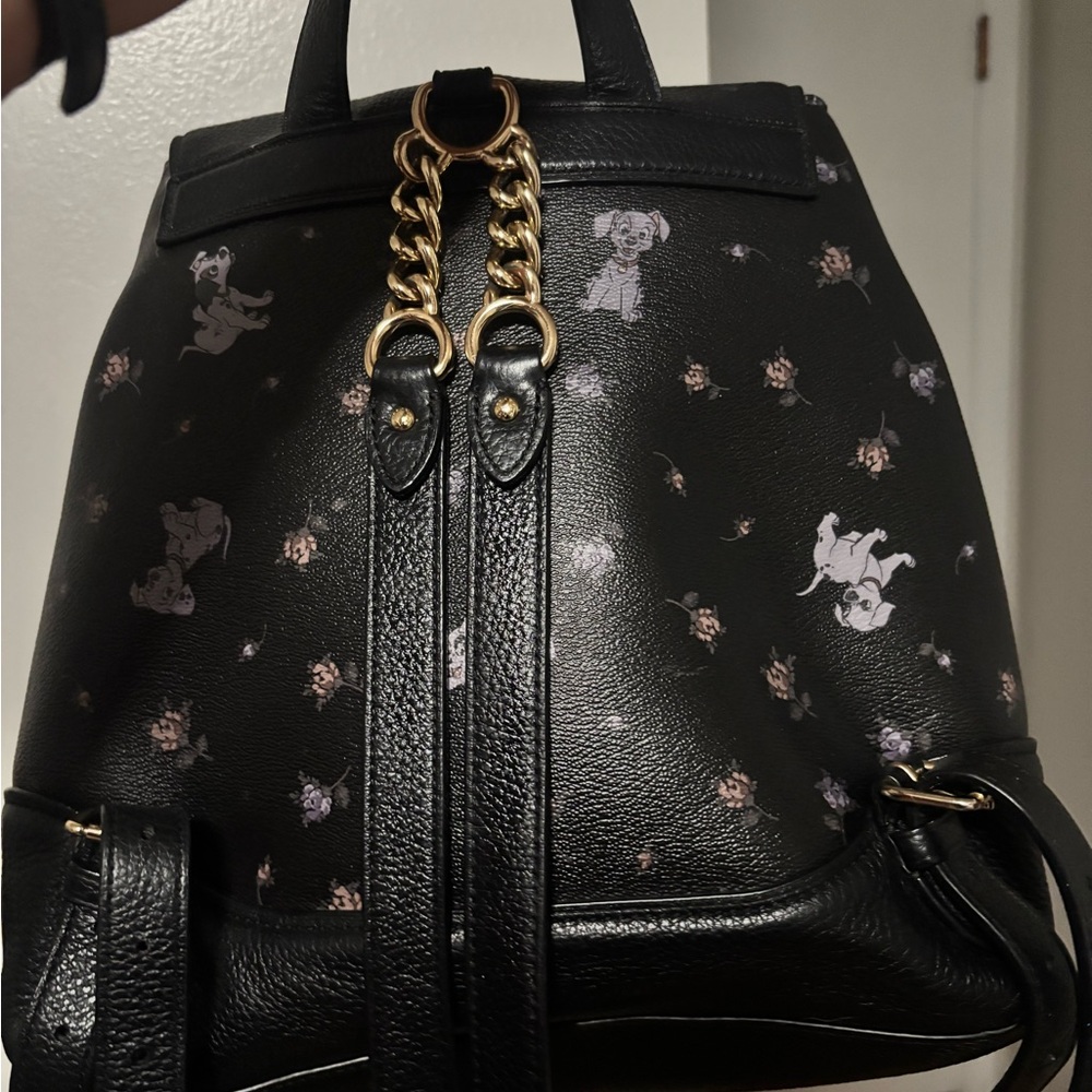 Coach Black Dalmatian Print Leather Backpack - Picture 2 of 15